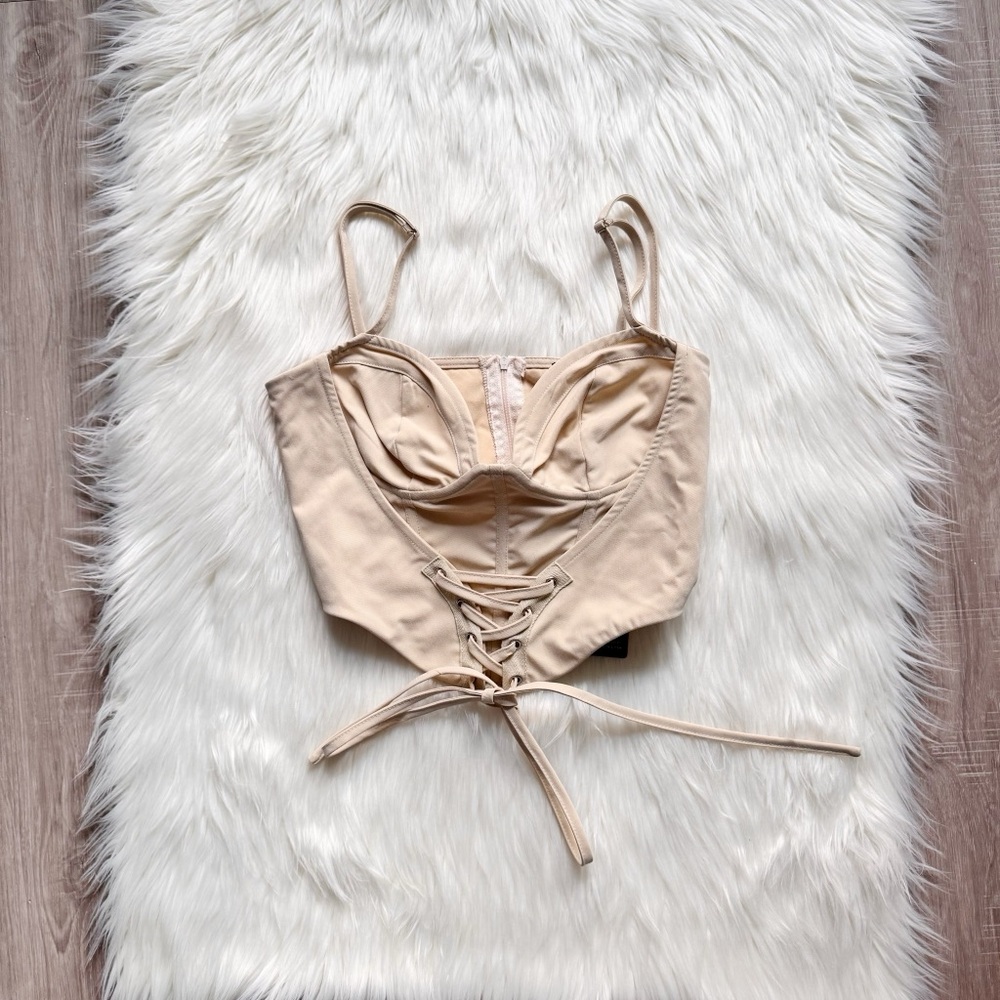 PrettyLittleThing Tan Corset Top